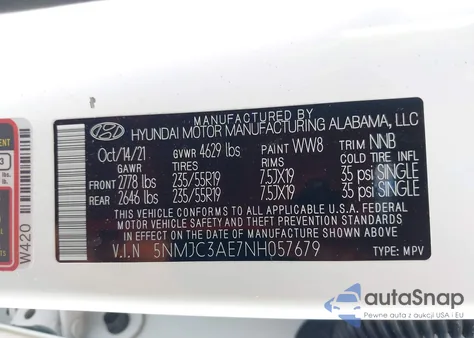 2022 Hyundai Tucson Sel from USA, damaged, VIN 5NMJC3AE7NH057679
